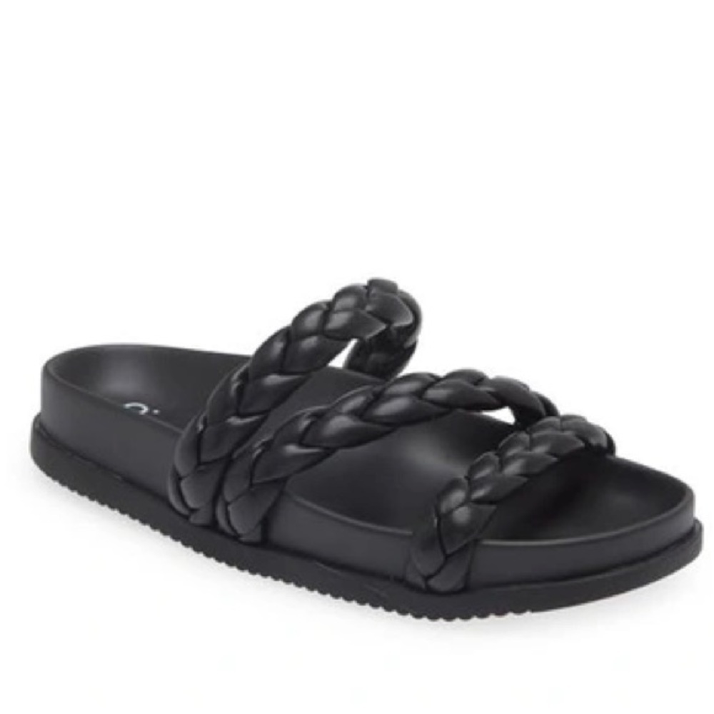 BP. Keaton Braided Slide Sandal In Black Size: 4.5